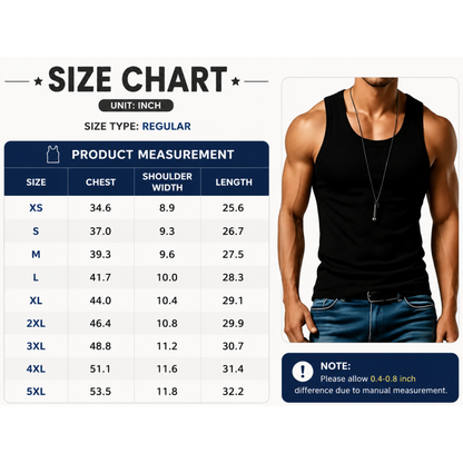 Men’s Wide-Strap Ribbed Tank Top – Comfortable Fit for Everyday Wear & Active Days