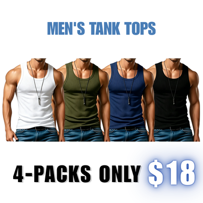Men’s Wide-Strap Ribbed Tank Top – Comfortable Fit for Everyday Wear & Active Days