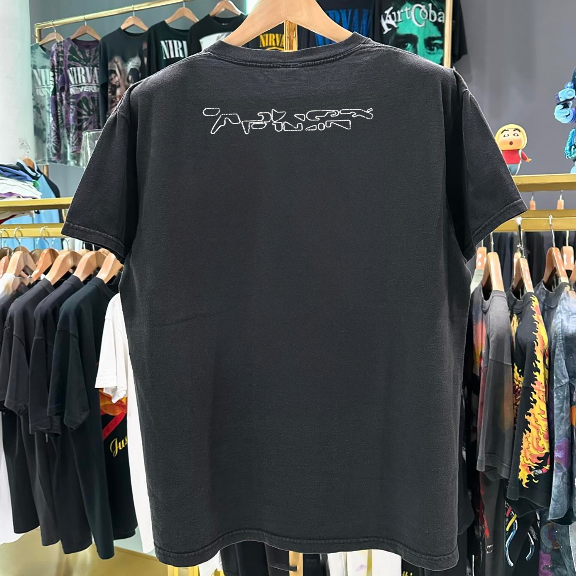 Apex Twin Mid 00's Grail Vintage Washed Black T-Shirt