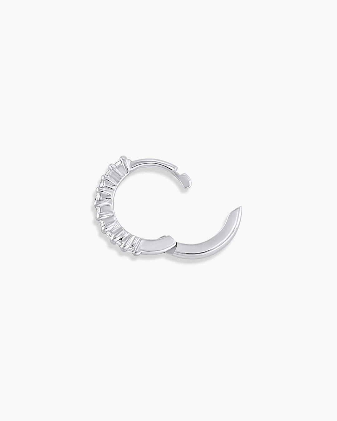 14K White Gold Diamond Pavé Single Huggie