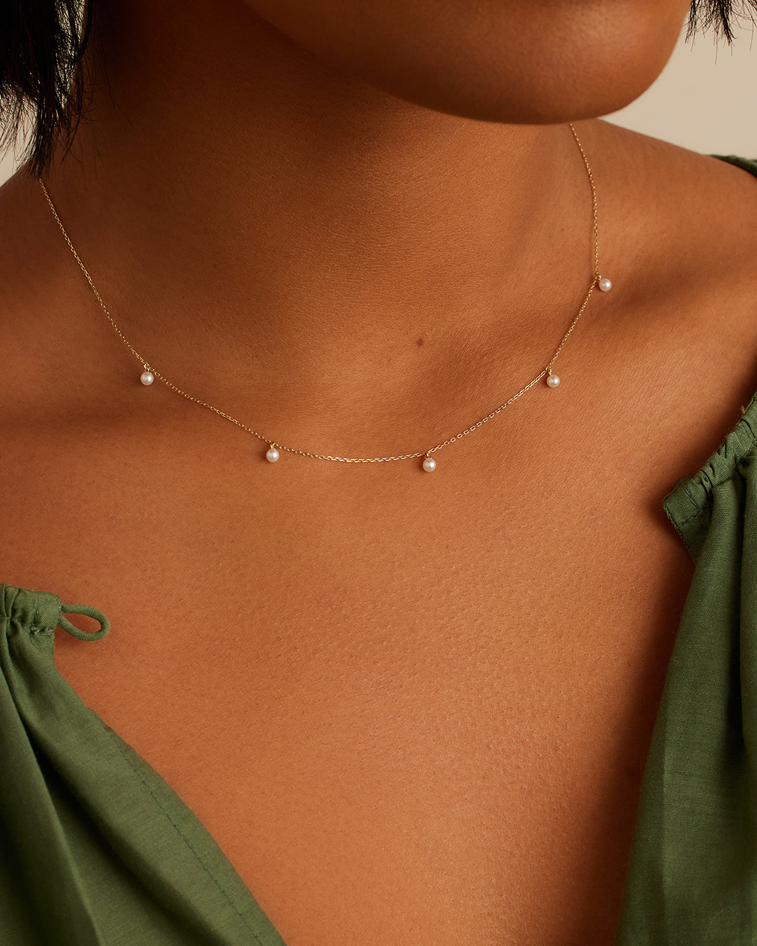 14K Gold Pearl Flutter Necklace