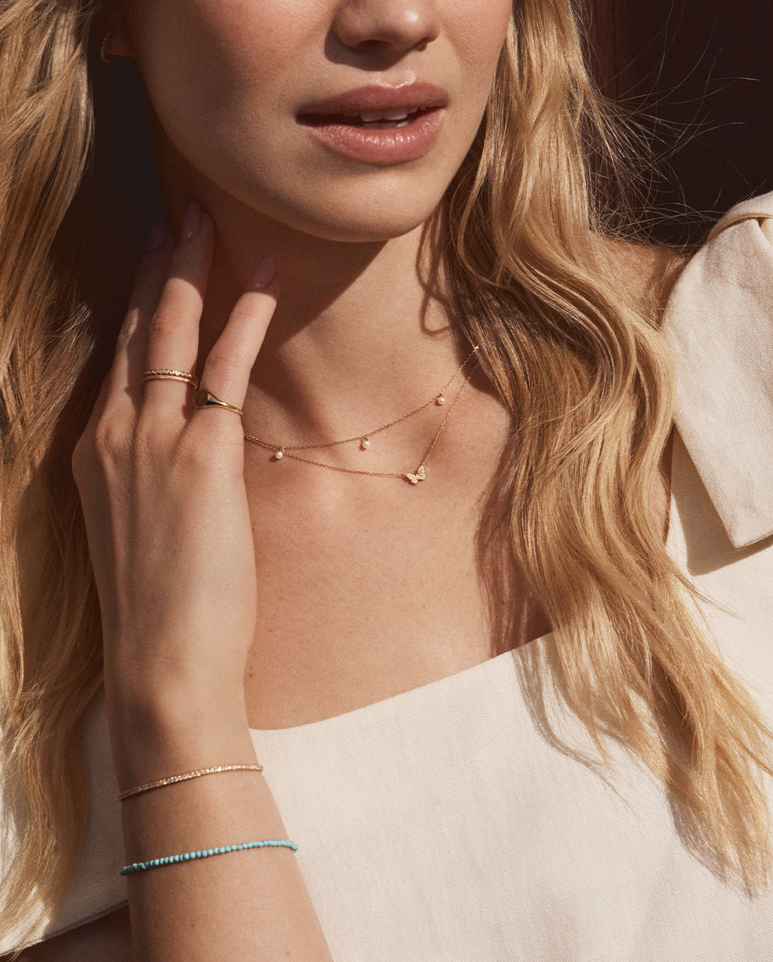 14K Gold Pearl Flutter Necklace