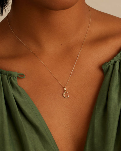 14K Diamond Vintage Alphabet Charm
