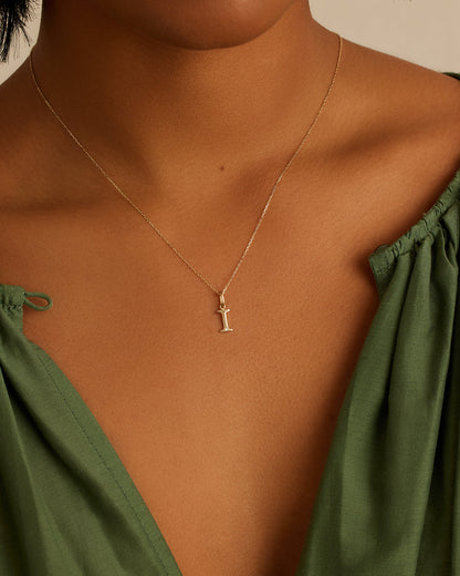 14K Diamond Vintage Alphabet Charm