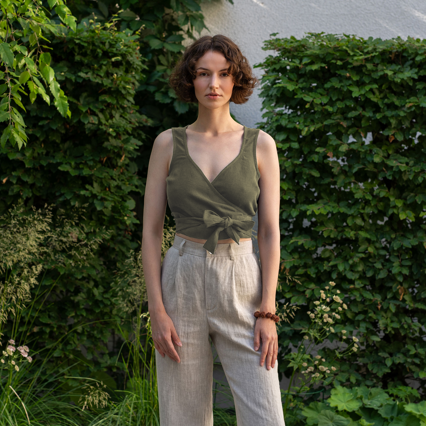 Linen Wrap Crop Top Aria