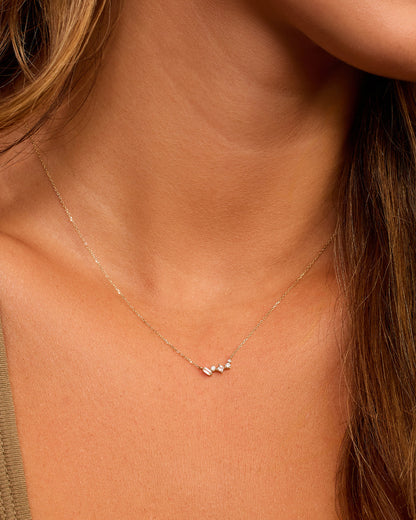14K Diamond and White Sapphire Amara Cluster Necklace