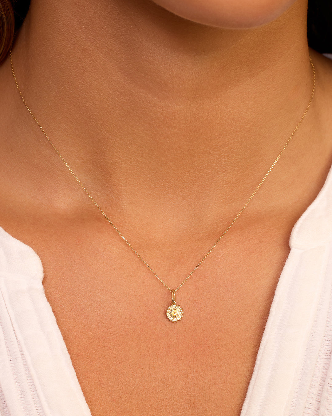 14K Gold Sun Birthstone Charm