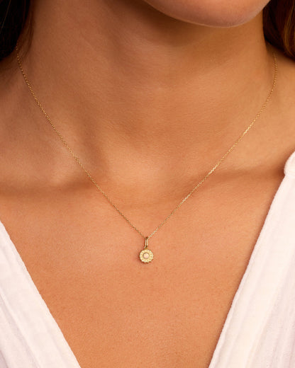 14K Gold Sun Birthstone Charm Necklace