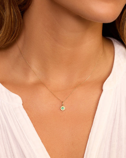 14K Gold Sun Birthstone Charm Necklace