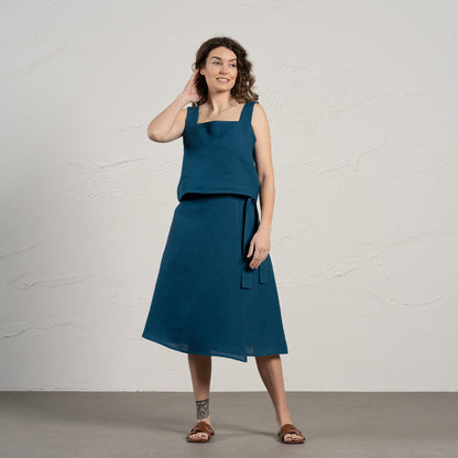 Midi Linen Wrap Skirt Beverly