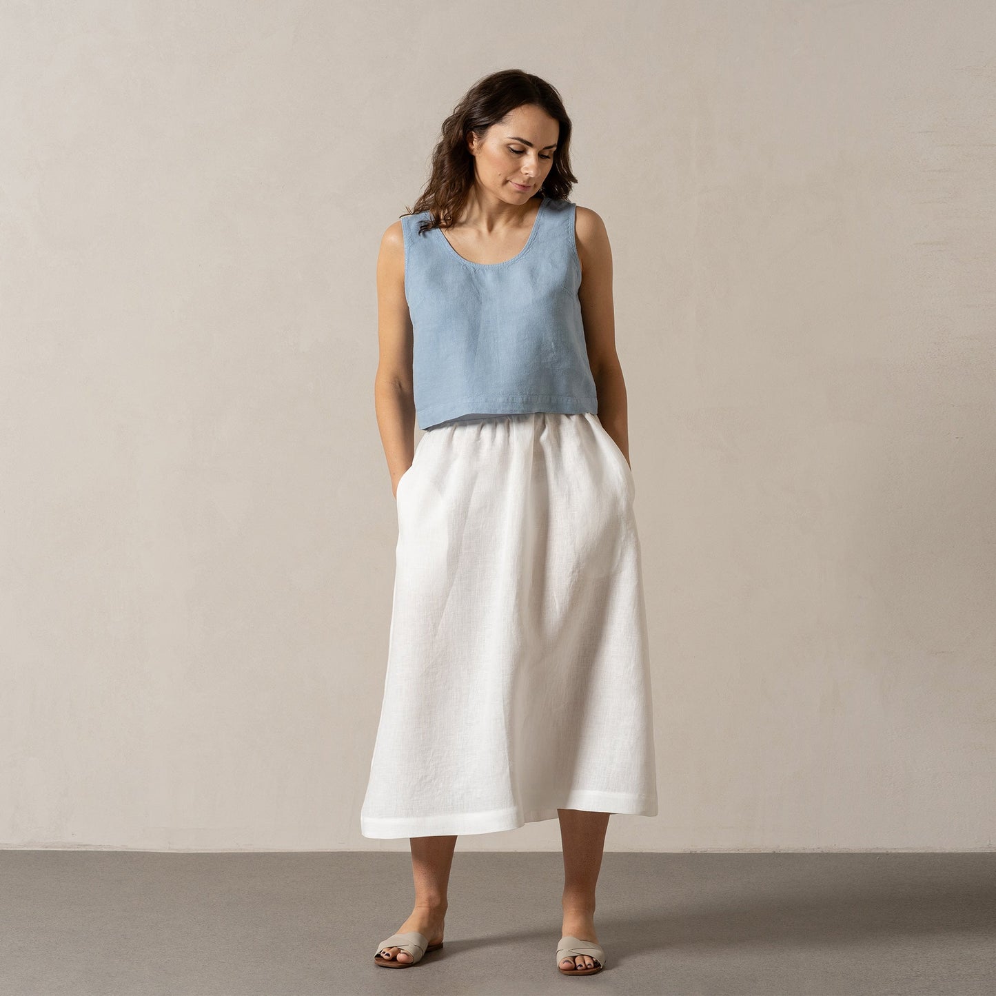 Linen Maxi Skirt with Pockets Sophia