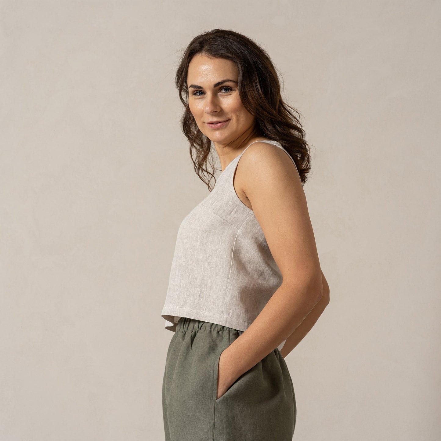 Linen Crop Top Ana Natural