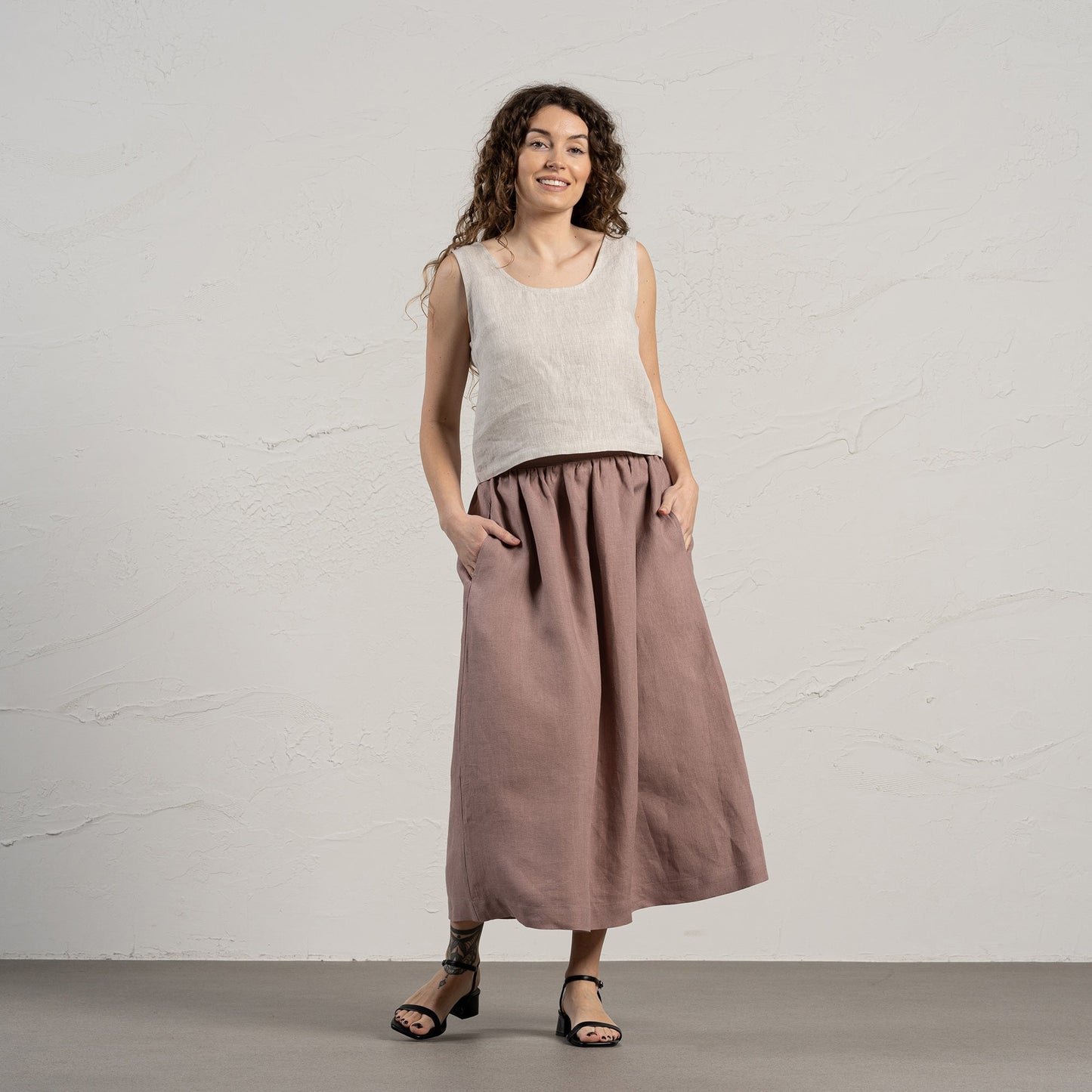 Linen Maxi Skirt with Pockets Sophia