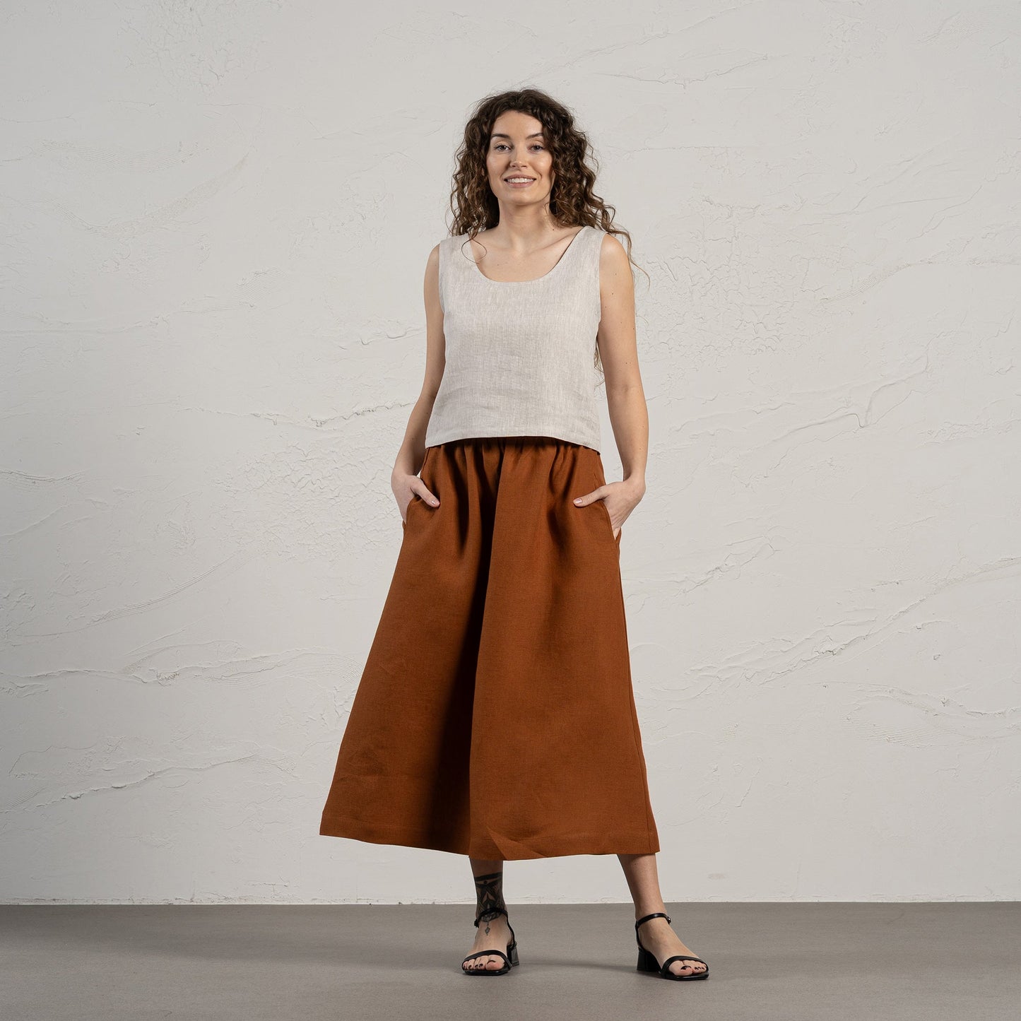 Linen Maxi Skirt with Pockets Sophia