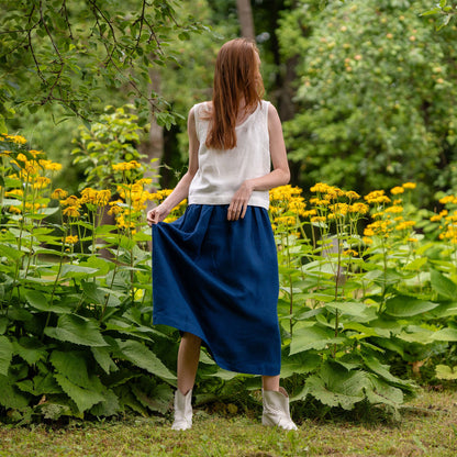 Linen Maxi Skirt with Pockets Sophia