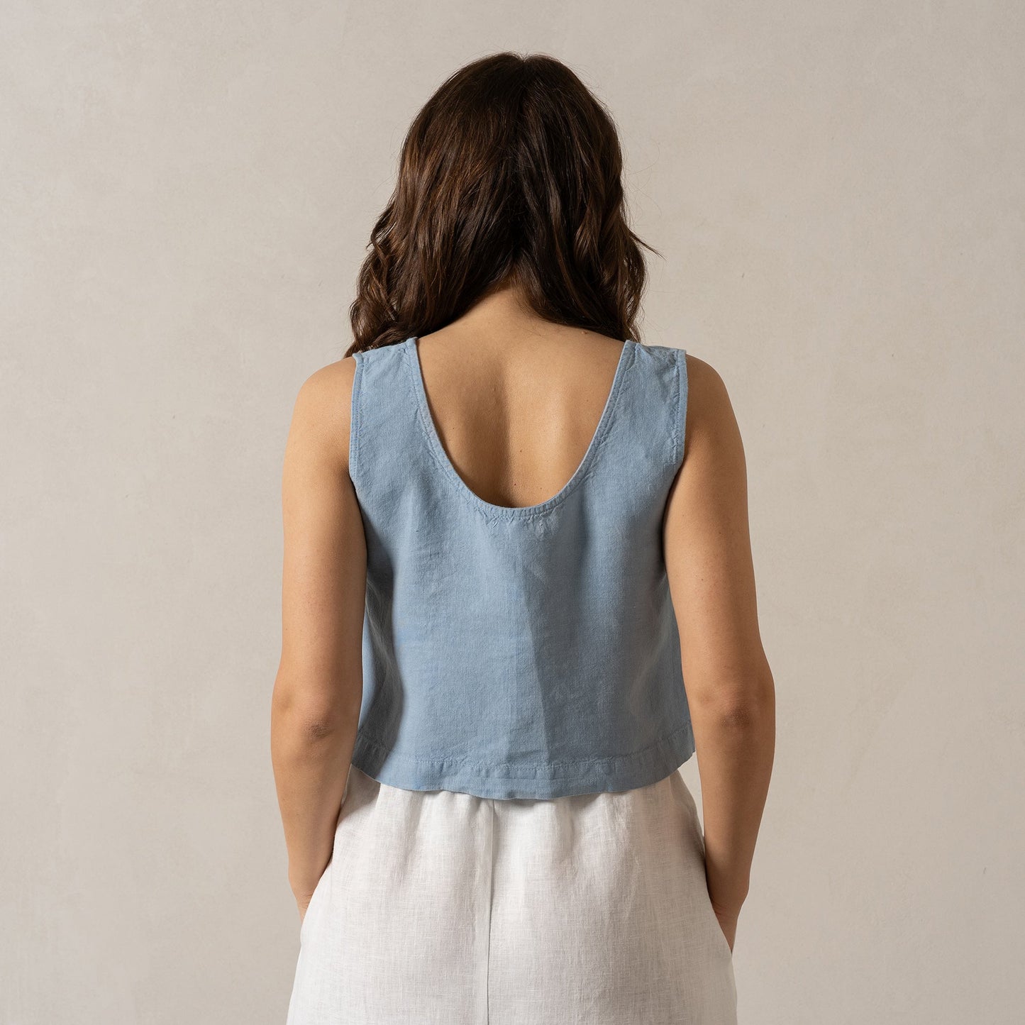 Linen Crop Top Ana Cloudy Blue