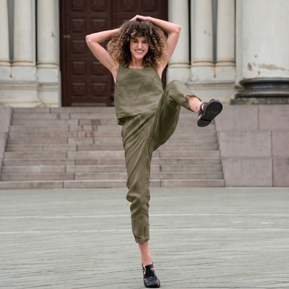 Linen Crop Top & Pants 2-Piece