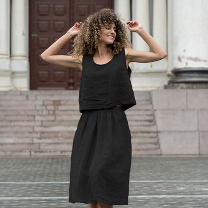 Linen Crop Top & Skirt 2-Piece