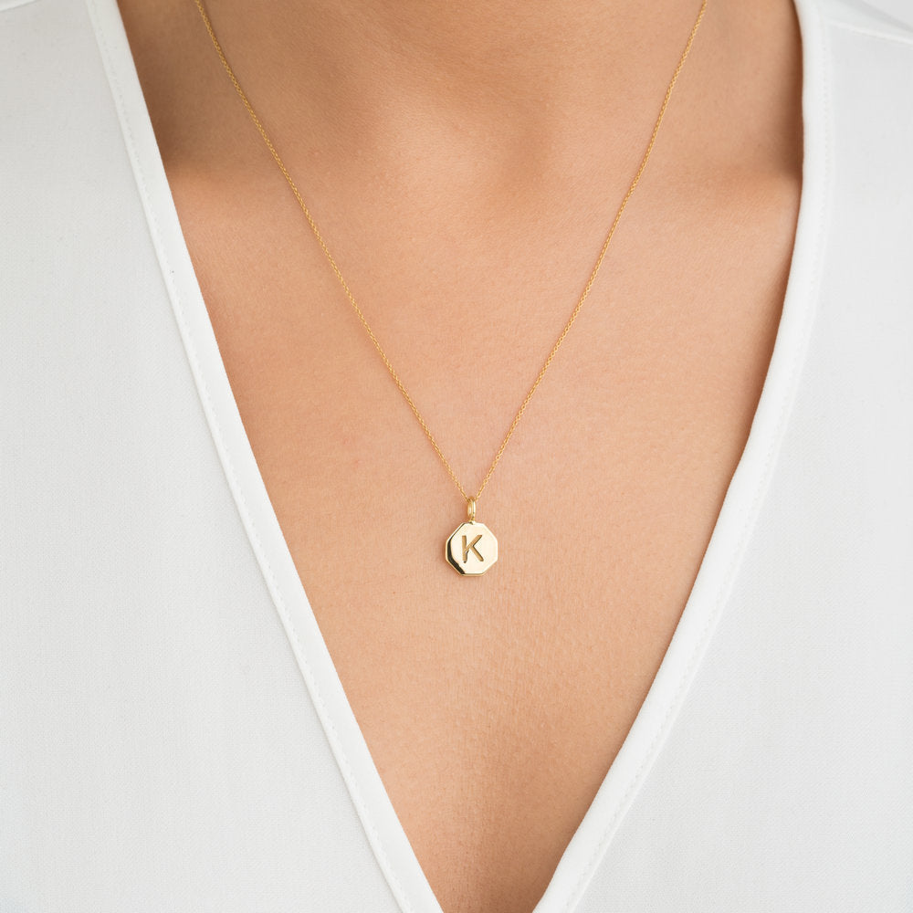 Gold Personalised Hexagon Necklace