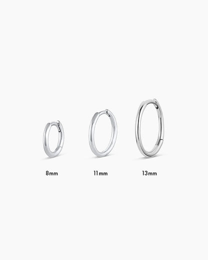 14K White Gold Classic Huggies