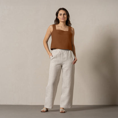 100% Linen Vacation Crop Top