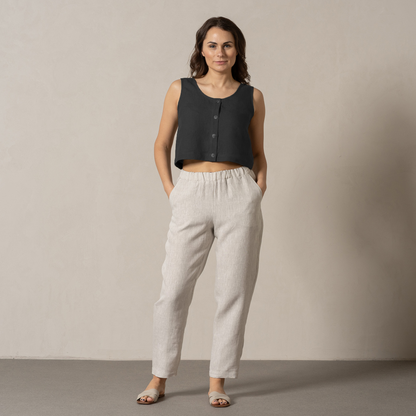 Button Front Crop Top Monica