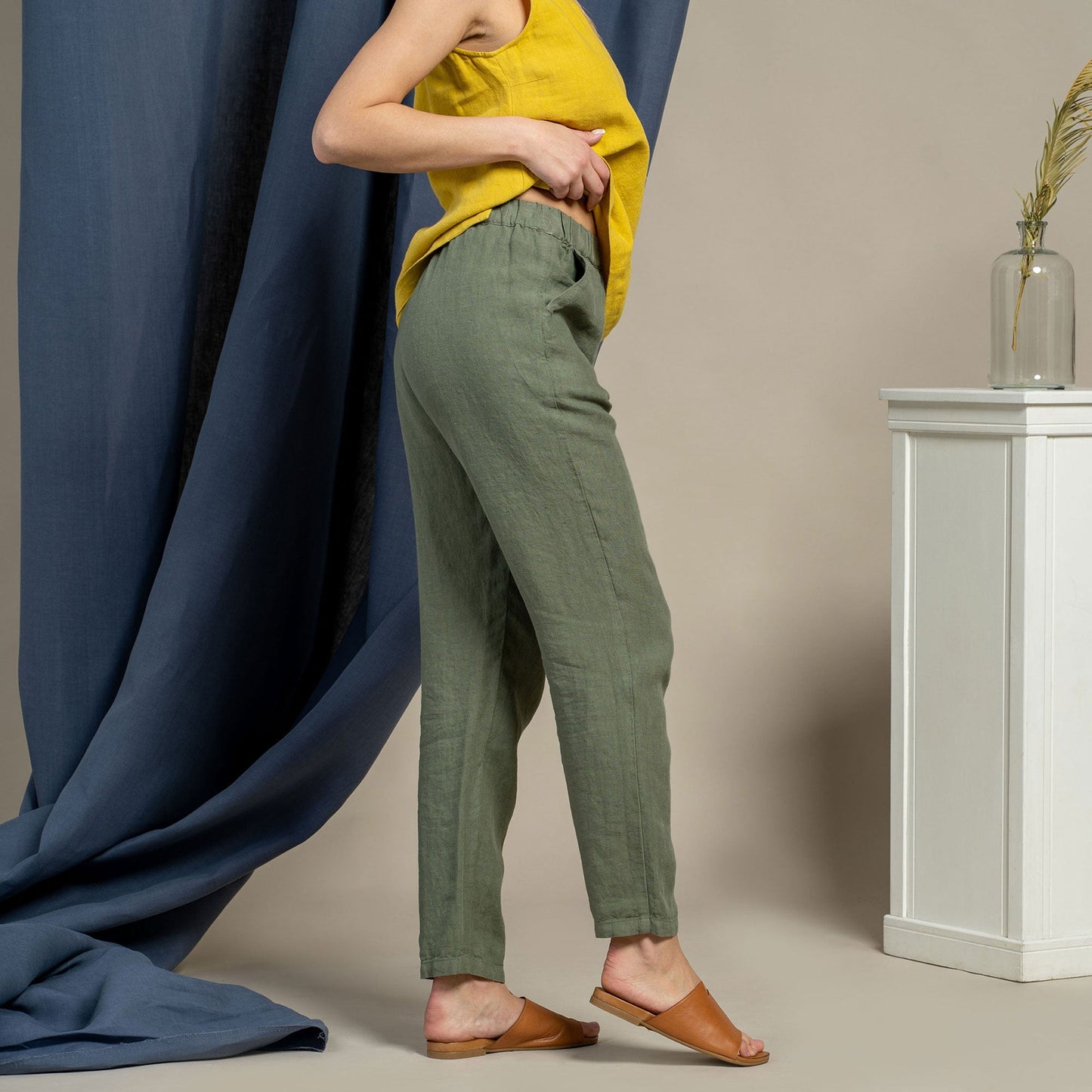 Linen Pants Dakota Stone Green