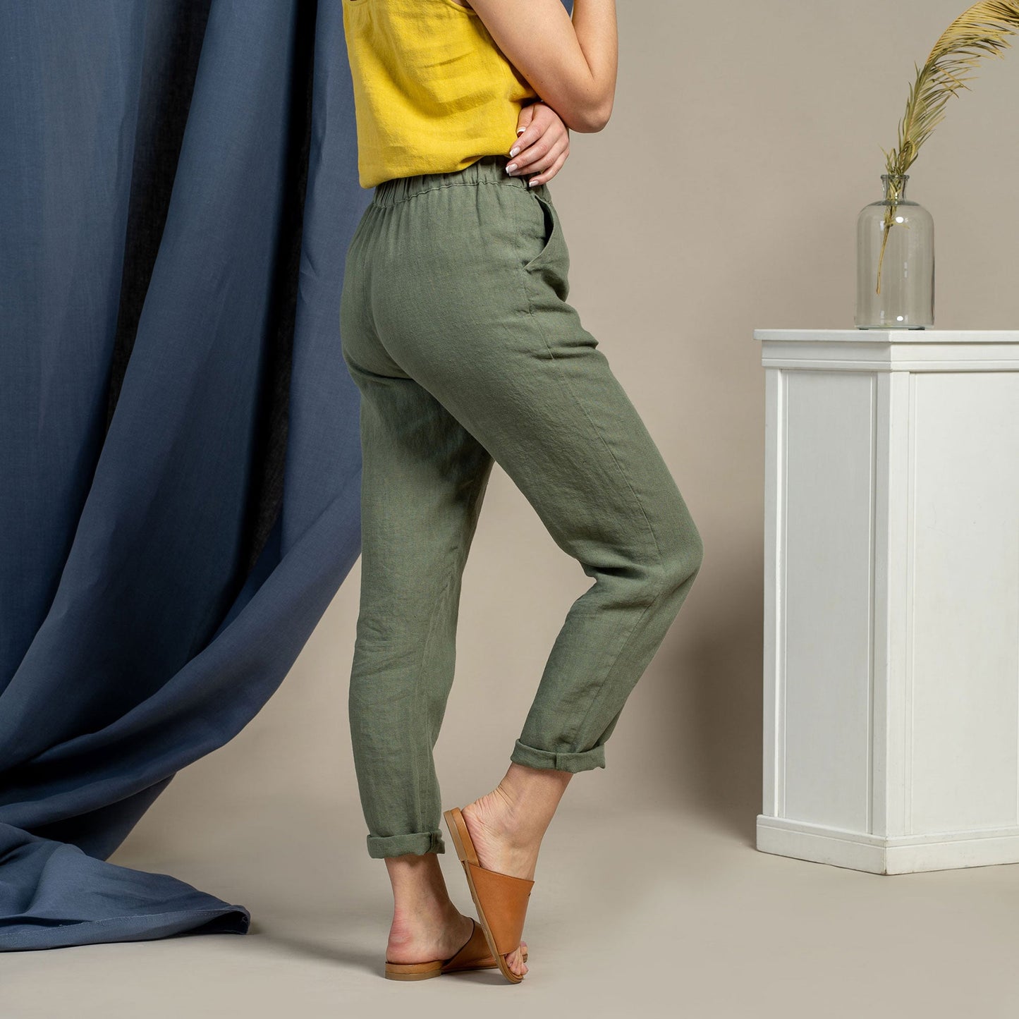 Linen Pants Dakota Stone Green