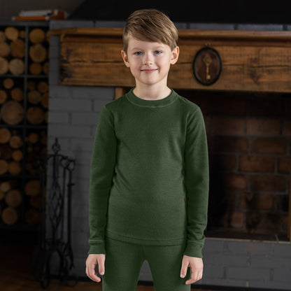Kids' 250 Long Sleeve & Bottom 2-Piece Dark Green