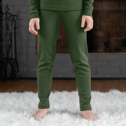 Kids' 250 Long Sleeve & Bottom 2-Piece Dark Green