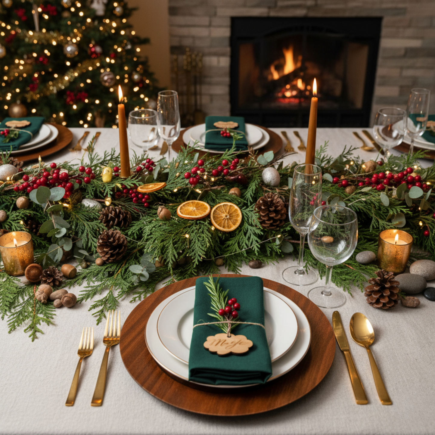 Linen Holiday Celebration Napkins