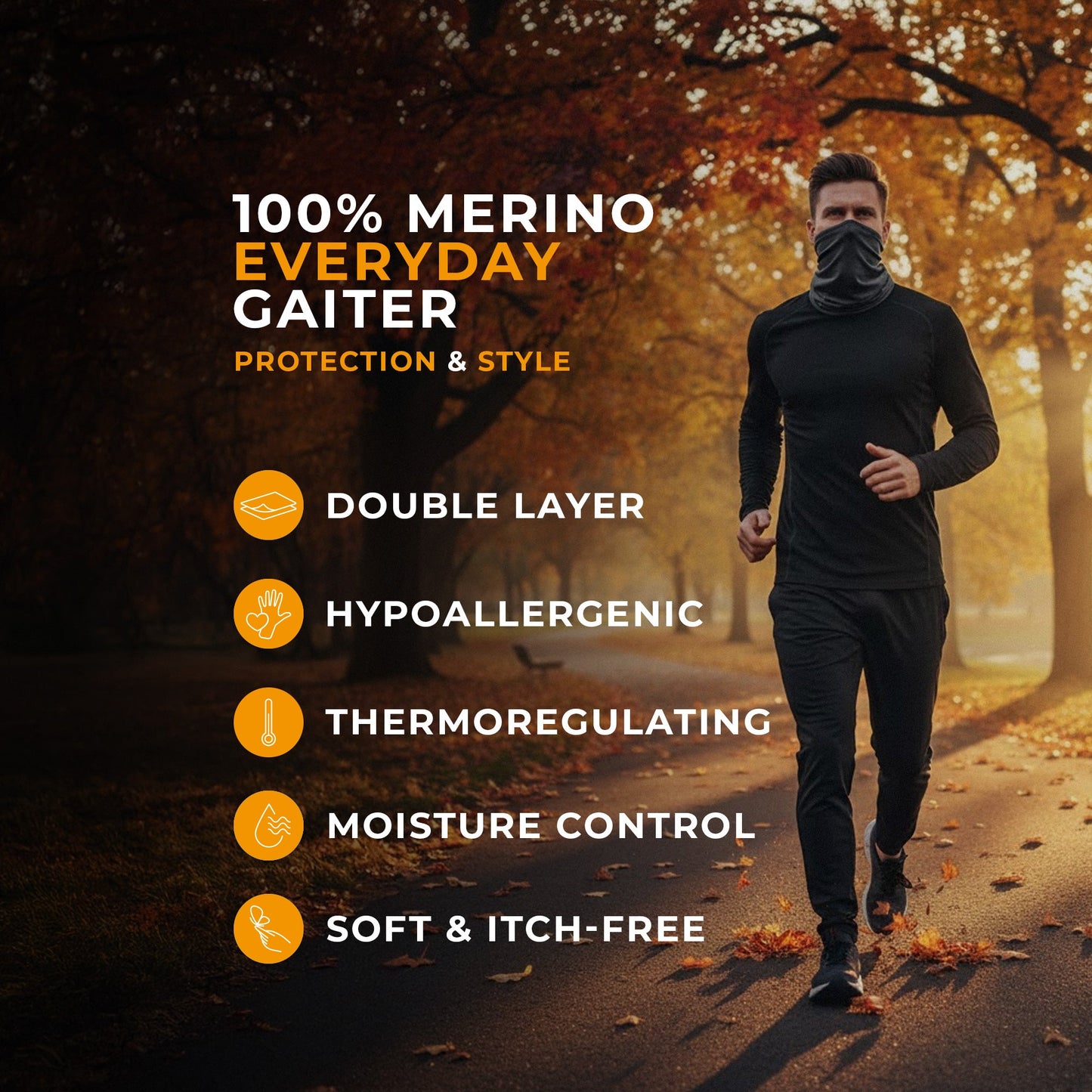 Men's Merino Sun Protective Neck Gaiter Denim