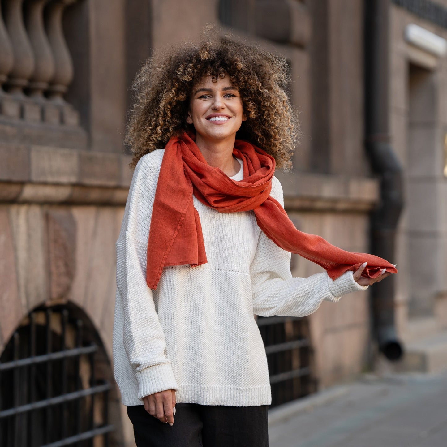 Women's Natural Linen Scarf