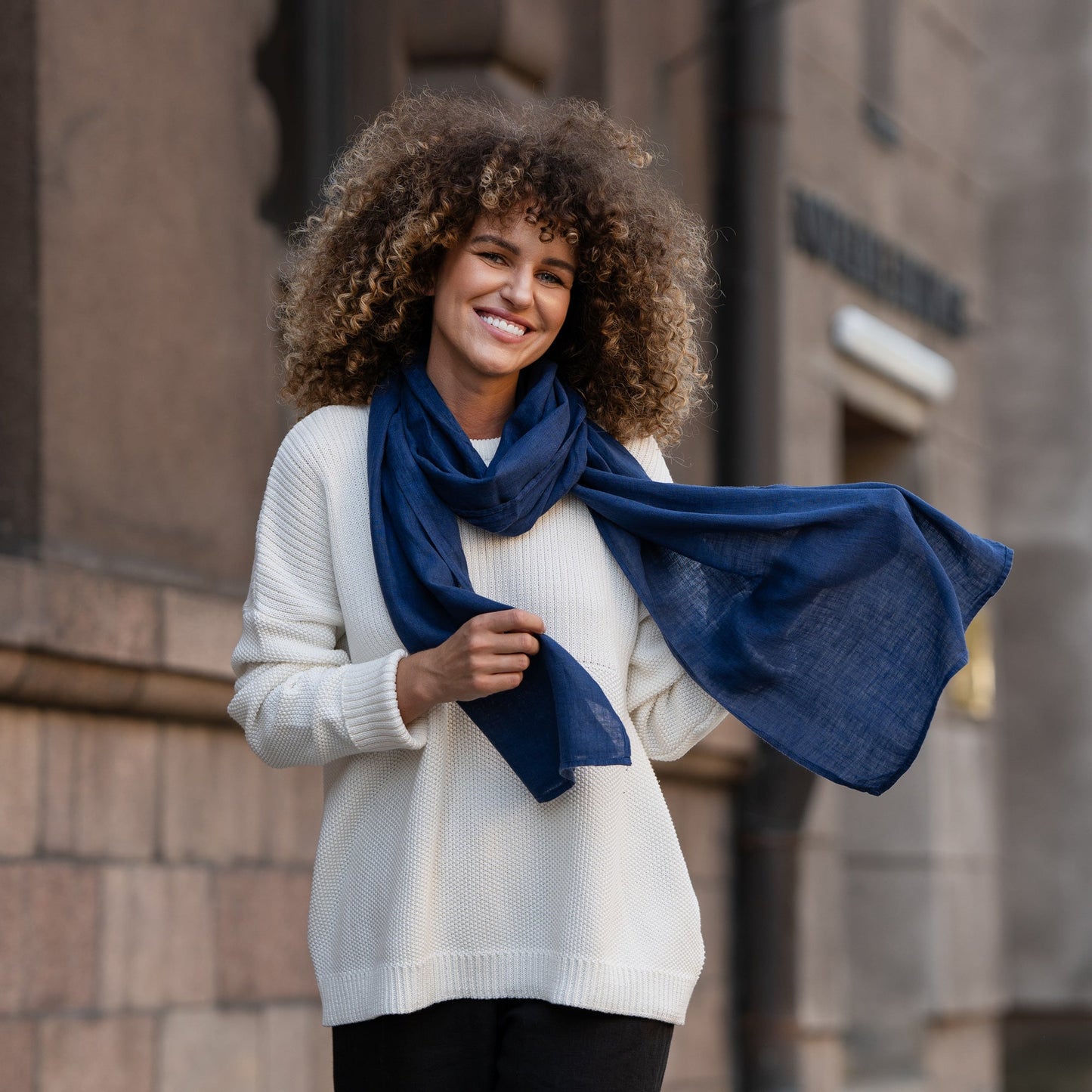 Women's Natural Linen Scarf