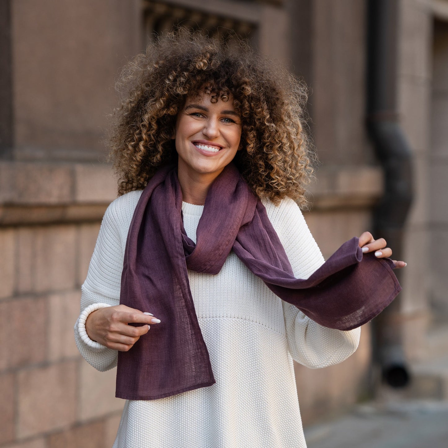 Women's Natural Linen Scarf