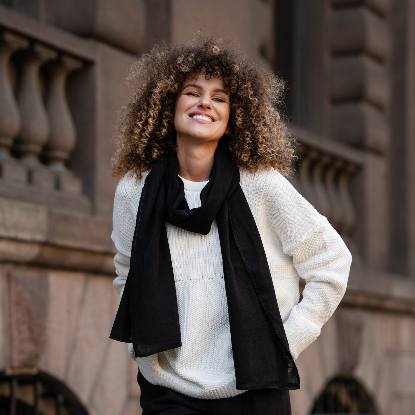 Women's Natural Linen Scarf