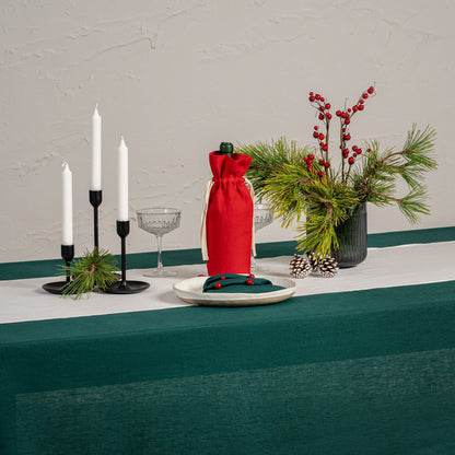 Holiday 100% Linen Wine Gift Bag
