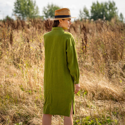 Oversize Shirt Dress Margo Forest Green