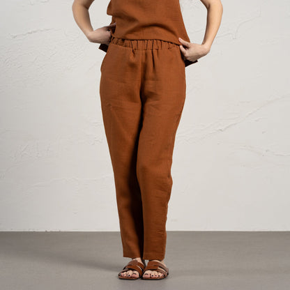 Linen Pants Dakota Almond Brown