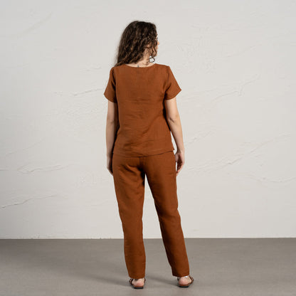 Linen Pants Dakota Almond Brown