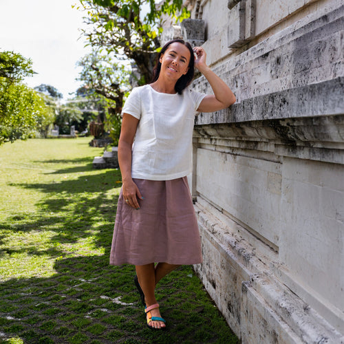 Linen T-Shirt Top Emma Pure White