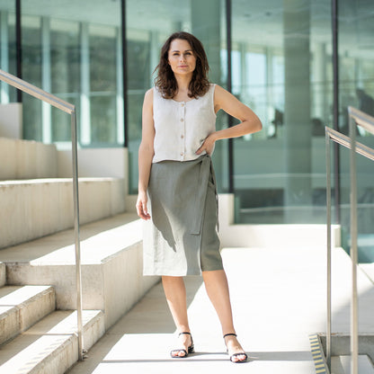 Button Front Crop Top Monica