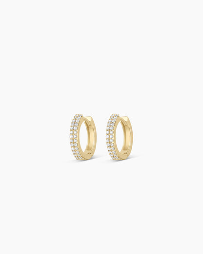 14K Diamond Double Down Huggies