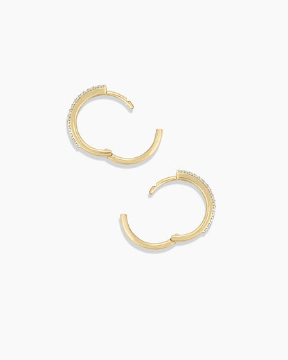 14K Diamond Double Down Huggies