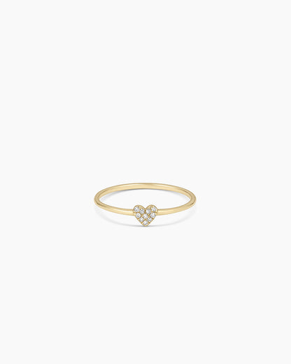 14K Diamond Pavé Heart Ring