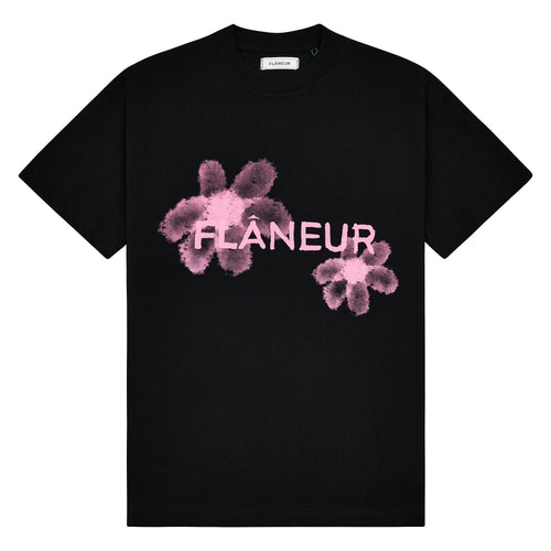 Floral Watercolor Tee | Black/Pink