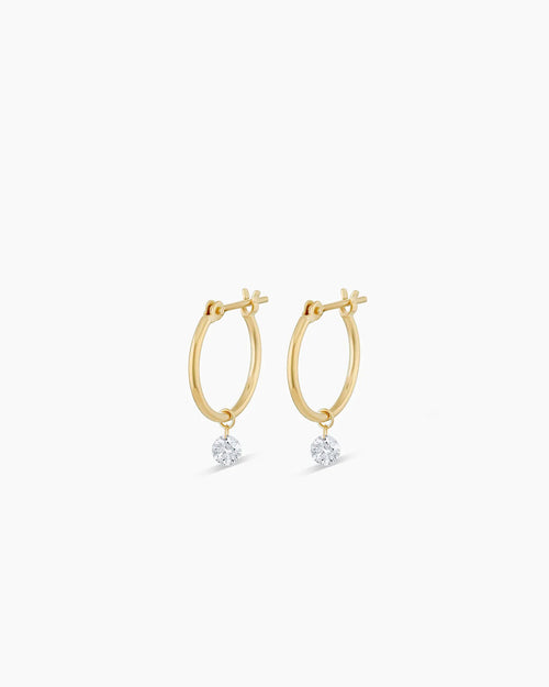 18K Floating Diamond Huggies