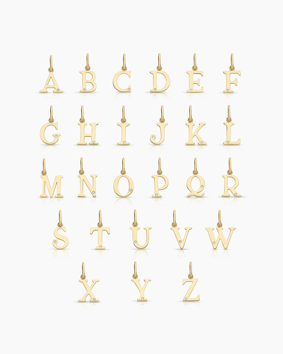 14K Diamond Vintage Alphabet Charm