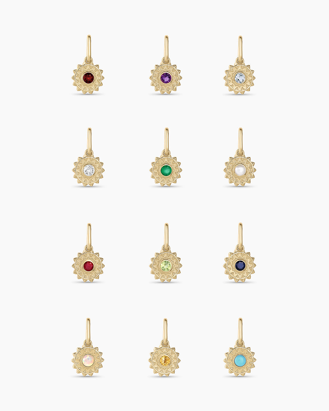 14K Gold Sun Birthstone Charm