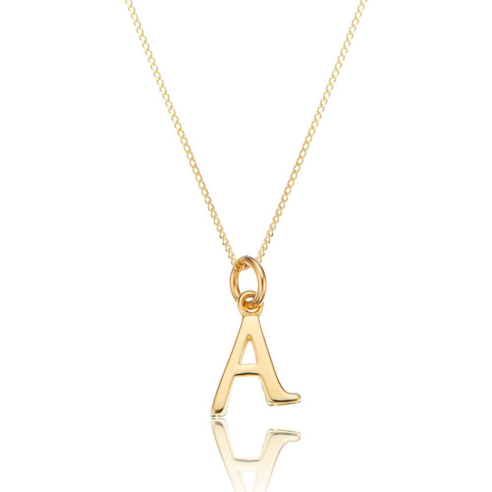 Gold Curve Initial Letter Necklace